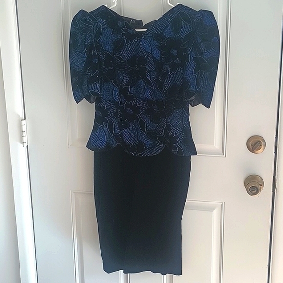 Vintage Scott McClintock Petite Velvet glitter formal dress - Picture 2 of 10